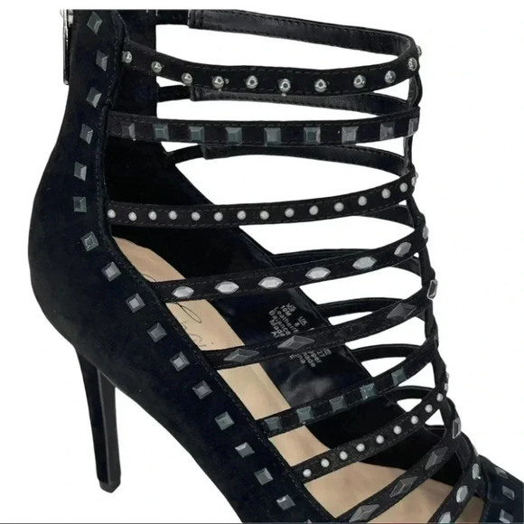 NWOB Fergie Aubree Black Suede Leather Womens Heels Size 10M - Picture 9 of 13